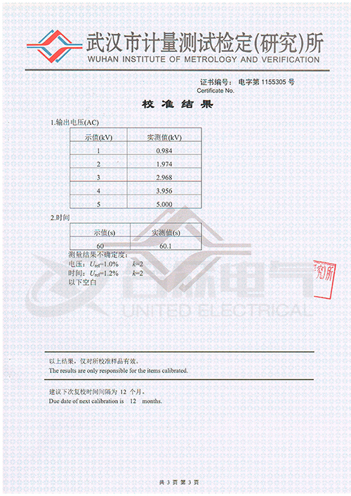 低壓耐壓測試儀、耐壓絕緣測試儀 證書